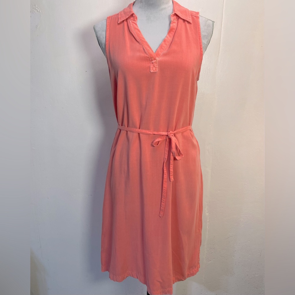 #0143 Sonoma Sleeveless Collared Belted Cool Rayon Summer Dress -S